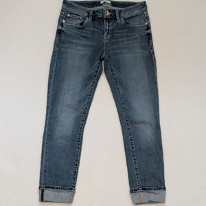 Kensie Slim Fit Ankle Cropped Jeans w/ Rolled Hem - Size 27